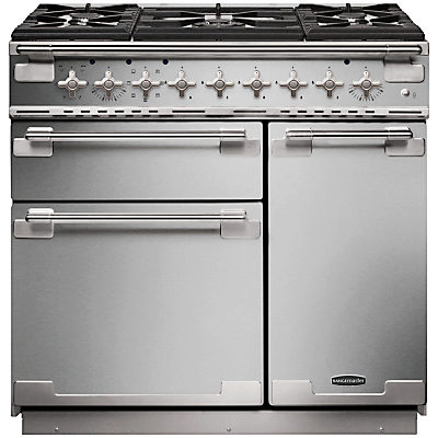Rangemaster Elise 90 Dual Fuel Range Cooker White/Chrome Trim